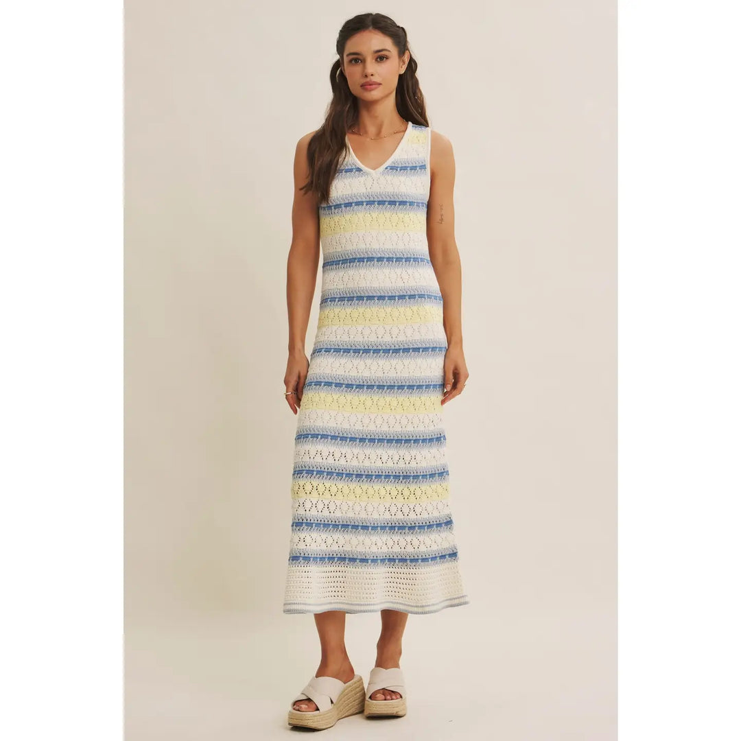 RETRO-INSPIRED CROCHET SWEATER MIDI DRESS