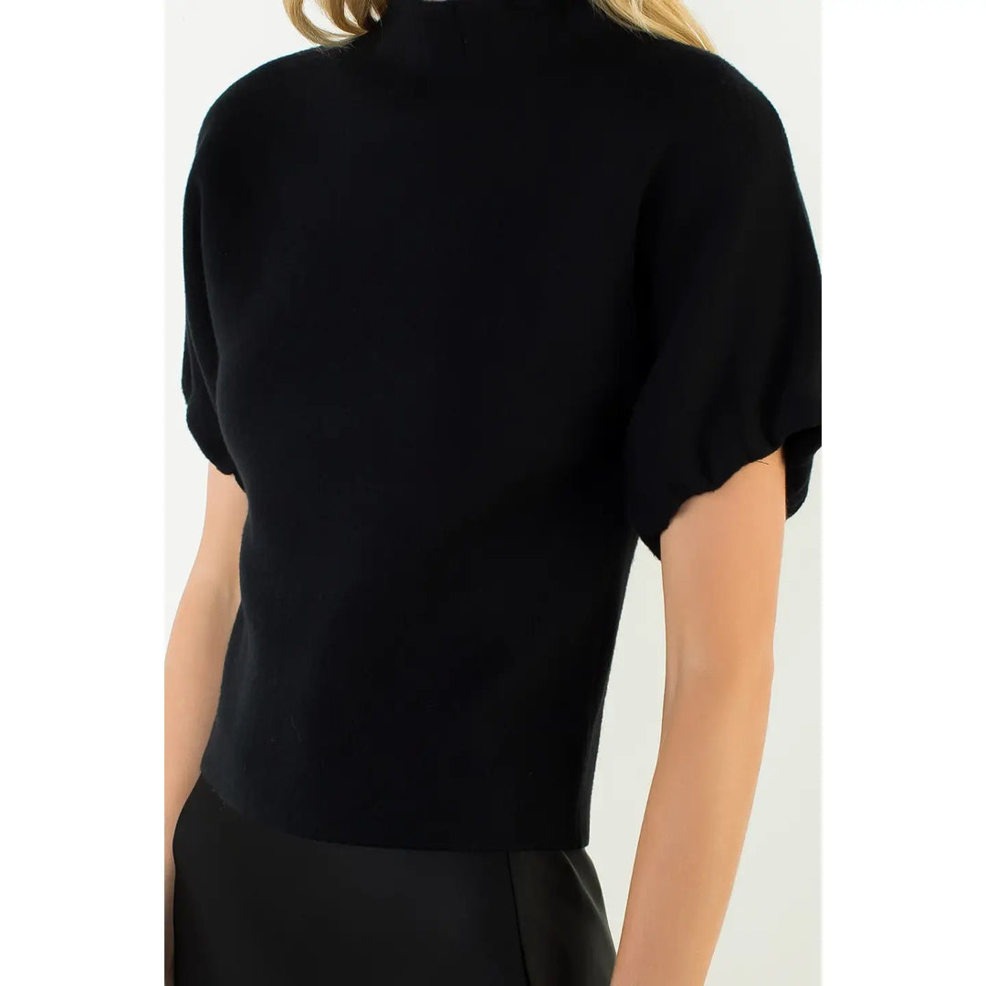 MOCK NECKLINE SUEDE TOP