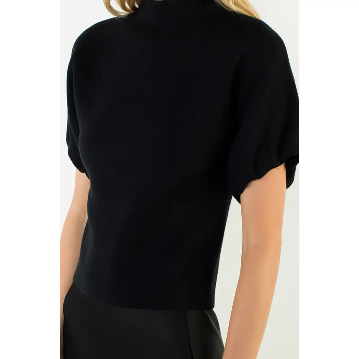 MOCK NECKLINE SUEDE TOP