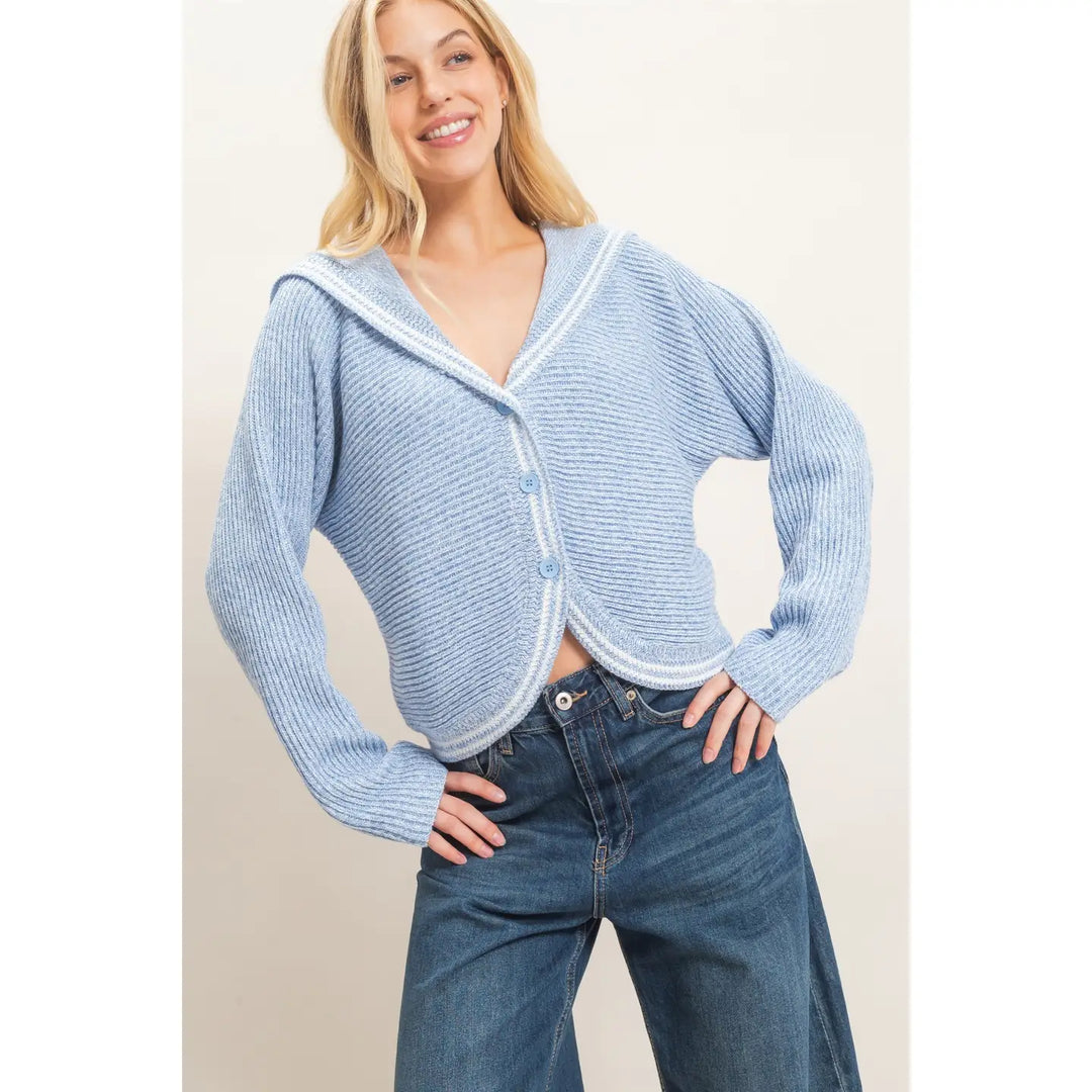 RIBBED BUTTON-UP CARDIGAN