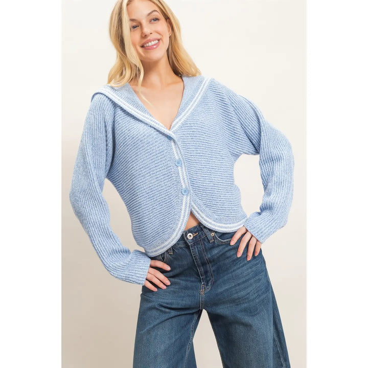 RIBBED BUTTON-UP CARDIGAN