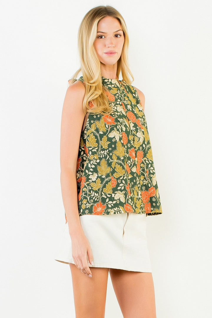 SLEEVELESS FLOWER PRINT TOP