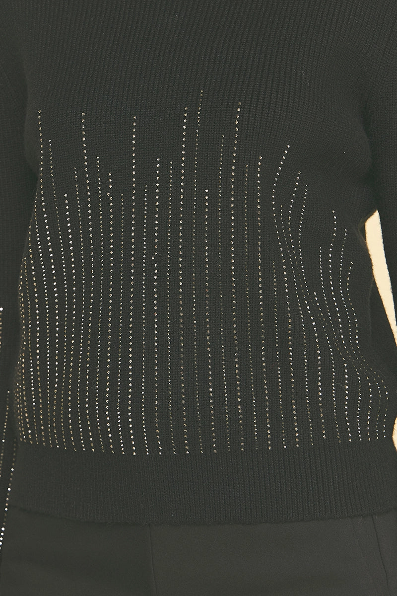 RHINESTONE EMBROIDERED SWEATER