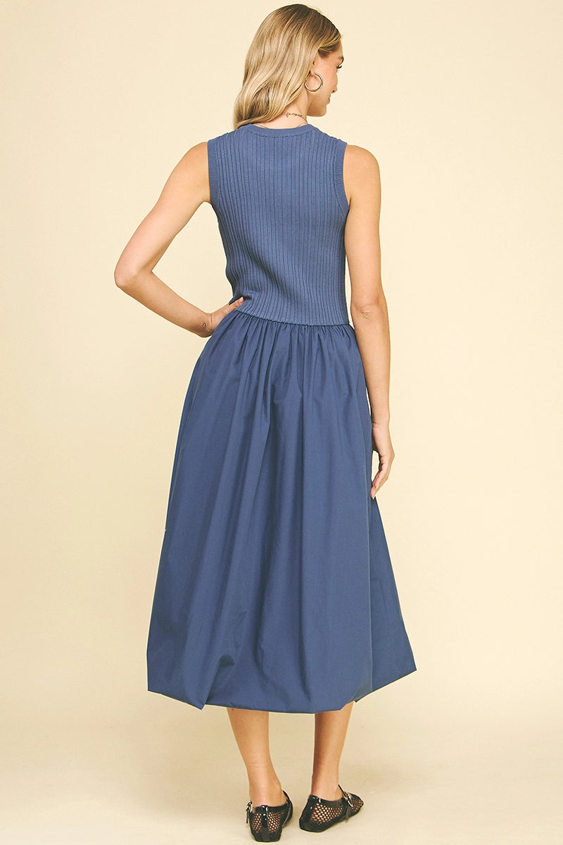 BUBBLE HEM MIDI DRESS