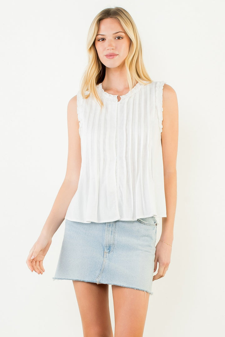 SLEEVELESS RUFFLE DETAIL TOP