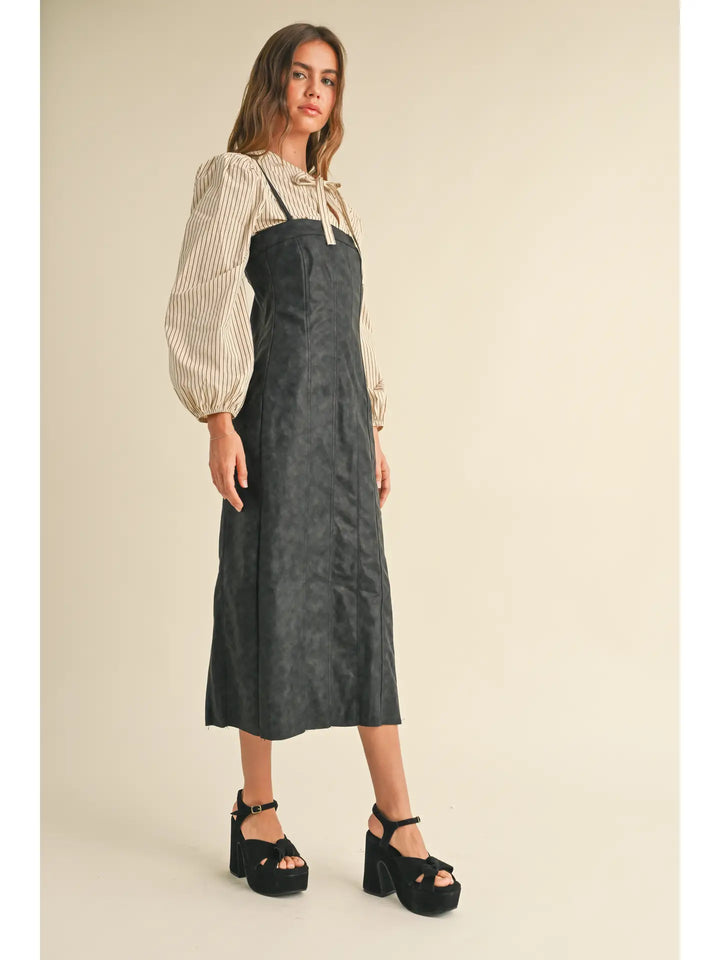 MINERAL WASH EFFECT PU DRESS