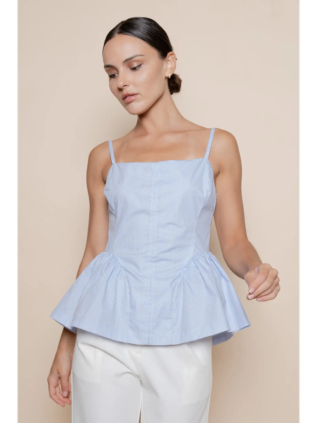 OPEN TIE BACK PEPLUM TANK TOP