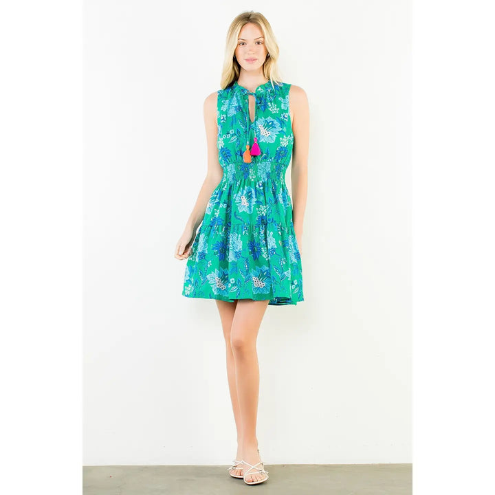 SLEEVELESS FLORAL PATTERN DRESS