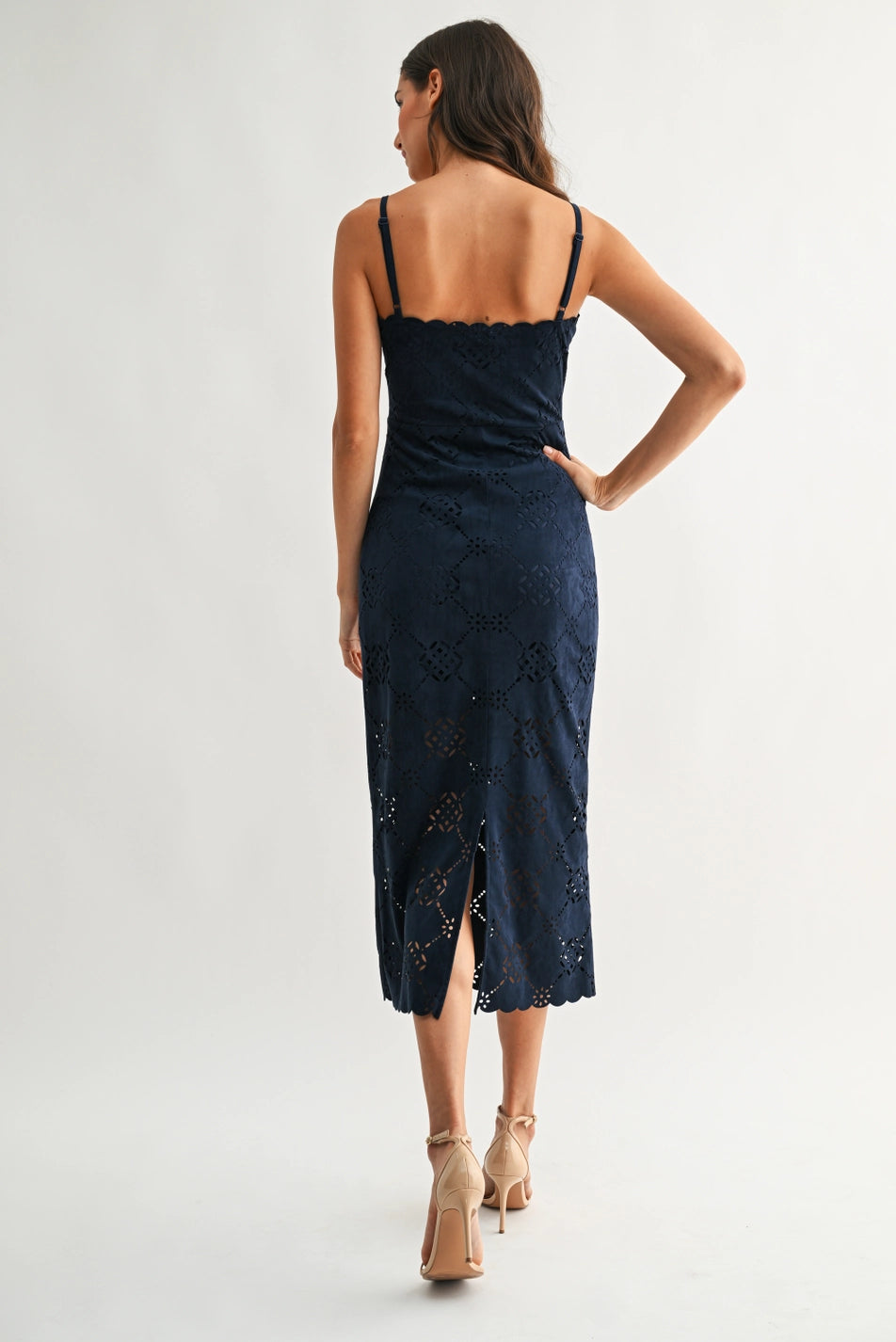 LASER-CUT MIDI DRESS