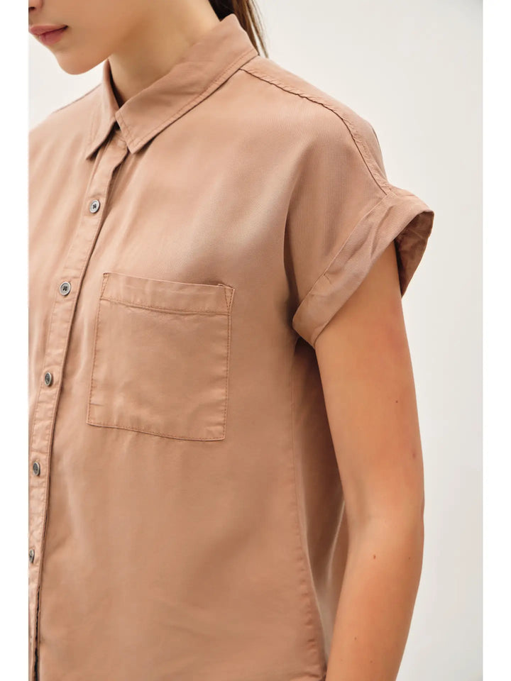 TENCEL DOLMAN SLEEVE BUTTON DOWN SHIRT