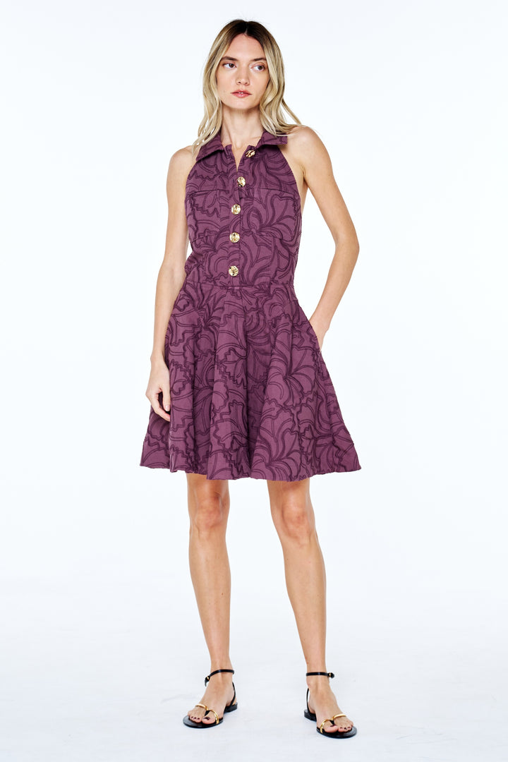 Vex Button Down Halter Neck Mini Dress