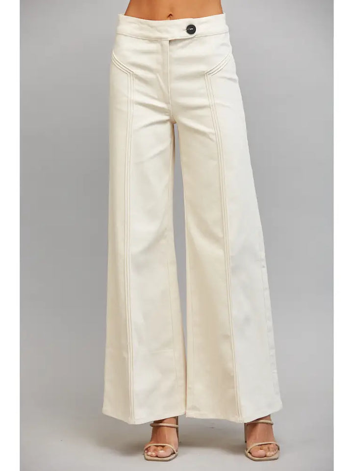 VERTICAL SEAM DETAIL HIGH WAISTED FLARE PANTS