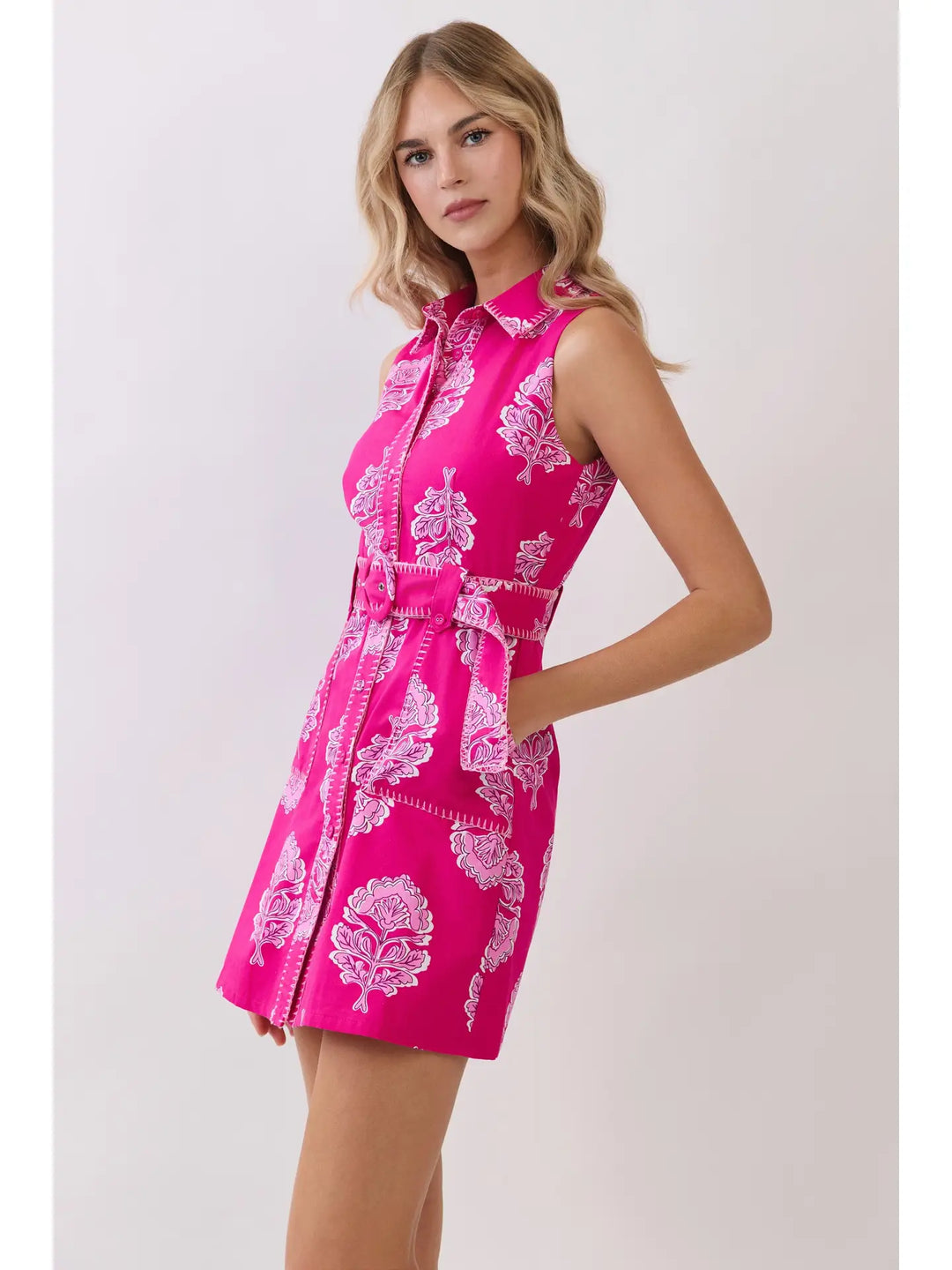 DAMASK PRINT SHIRT DRESS