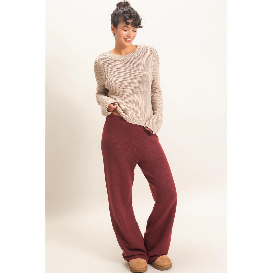TEXTURED KNIT CREW NECK SWEATER