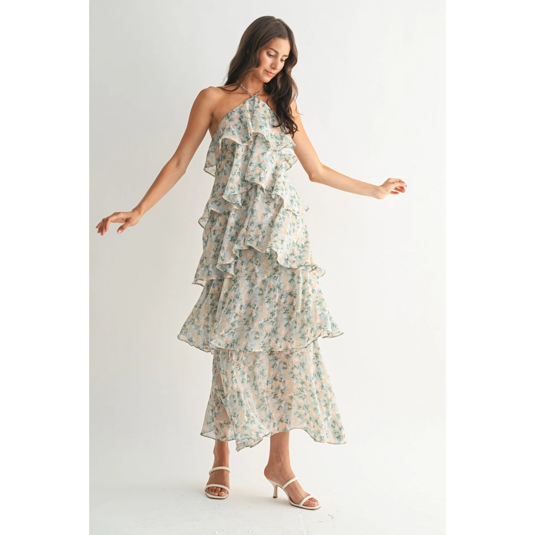 TIERED FLORAL MAXI DRESS