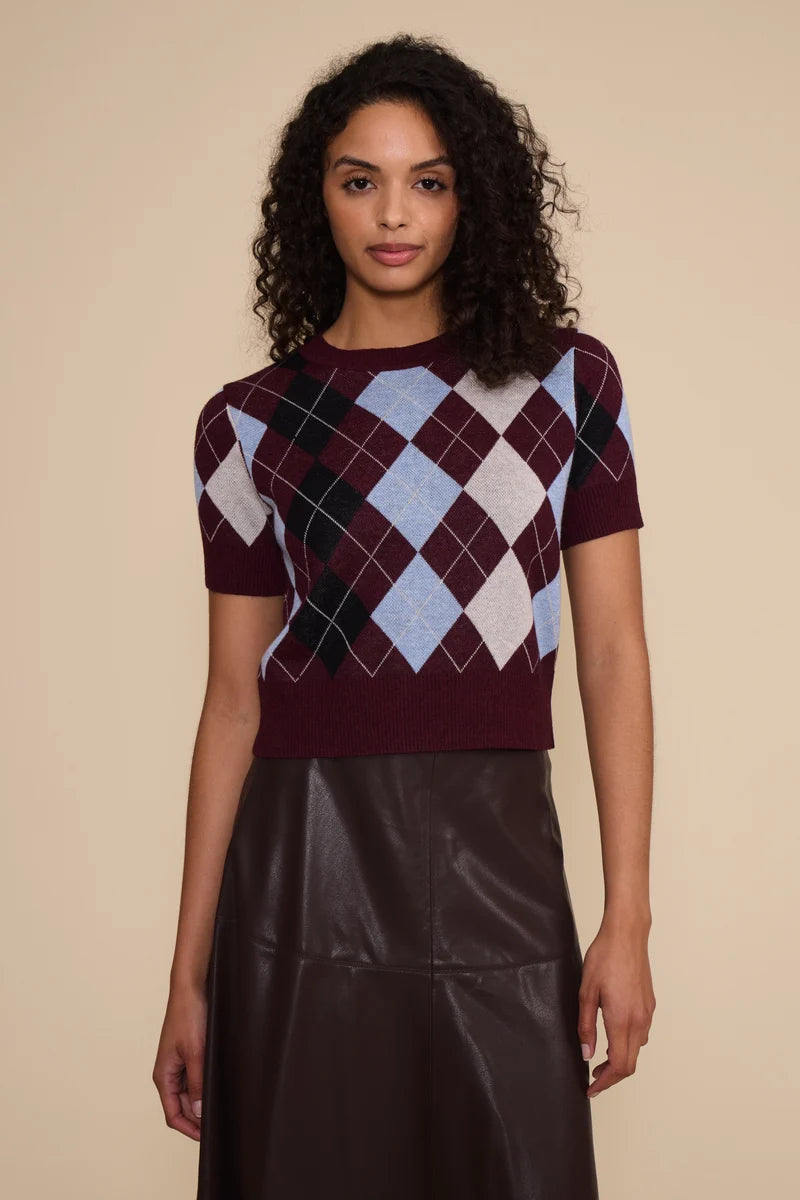BRIA ARGYLE KNIT TOP