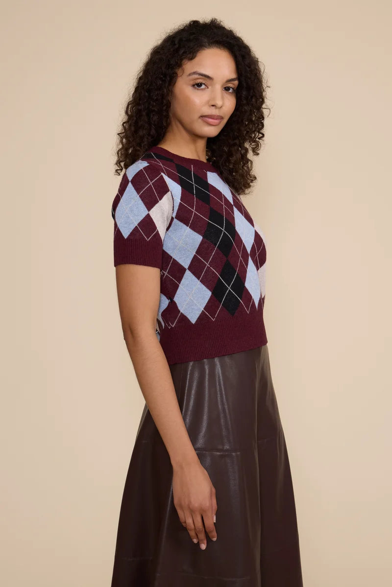 BRIA ARGYLE KNIT TOP