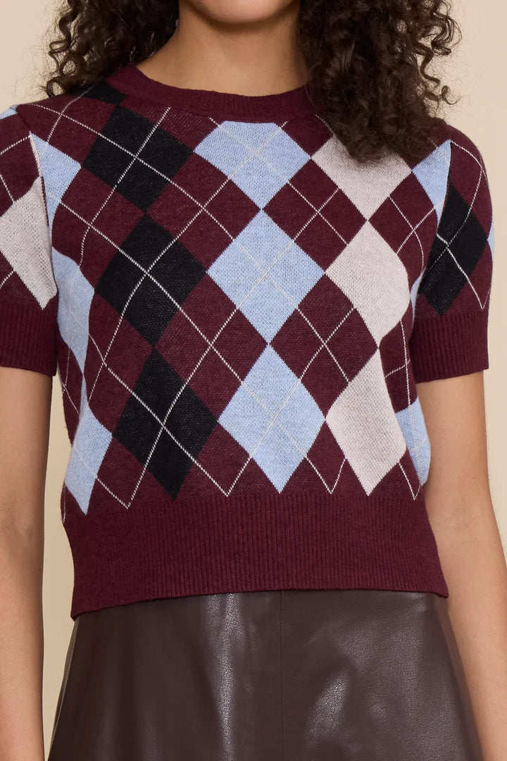 BRIA ARGYLE KNIT TOP