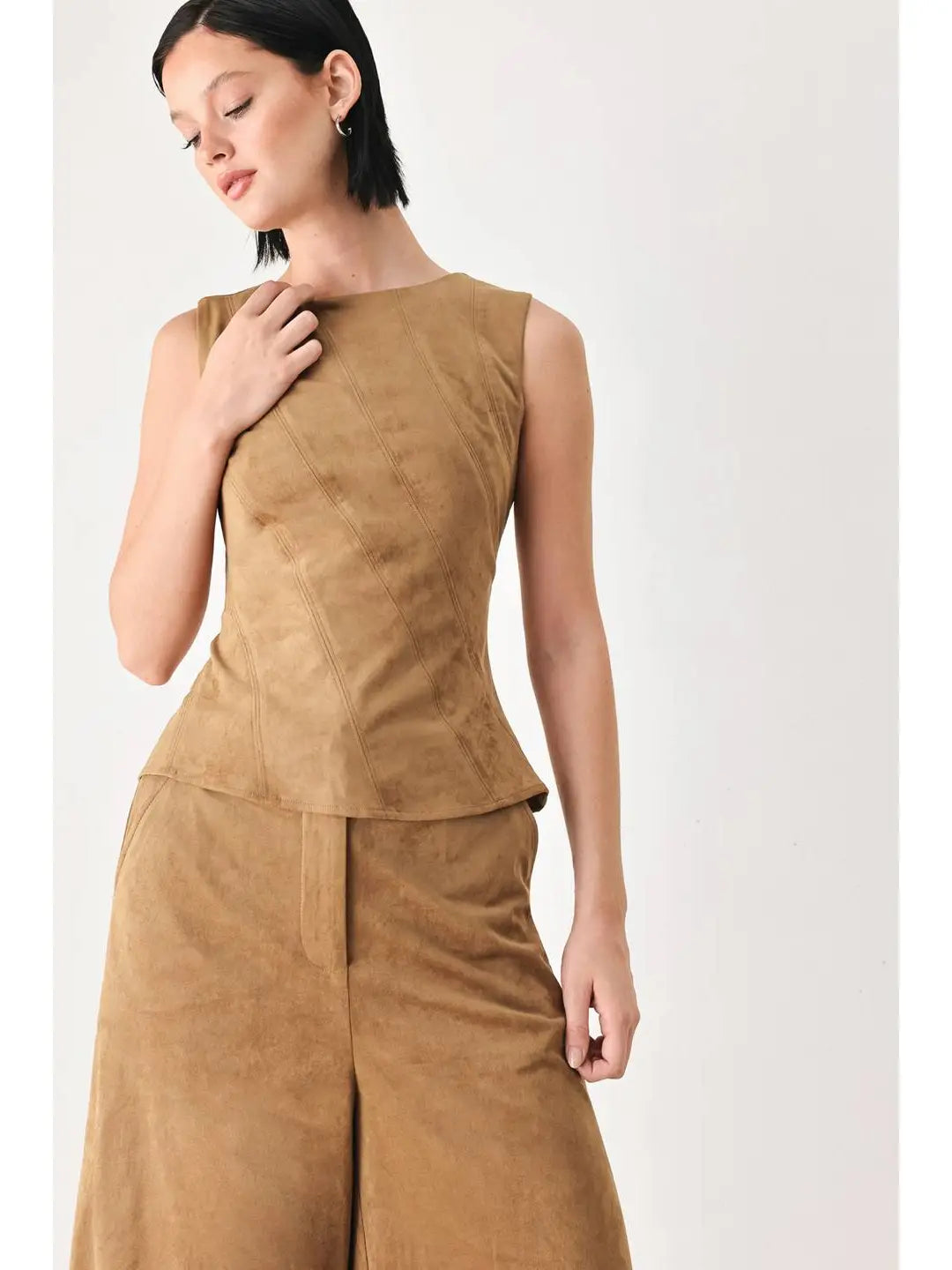 FAUX SUEDE TOP