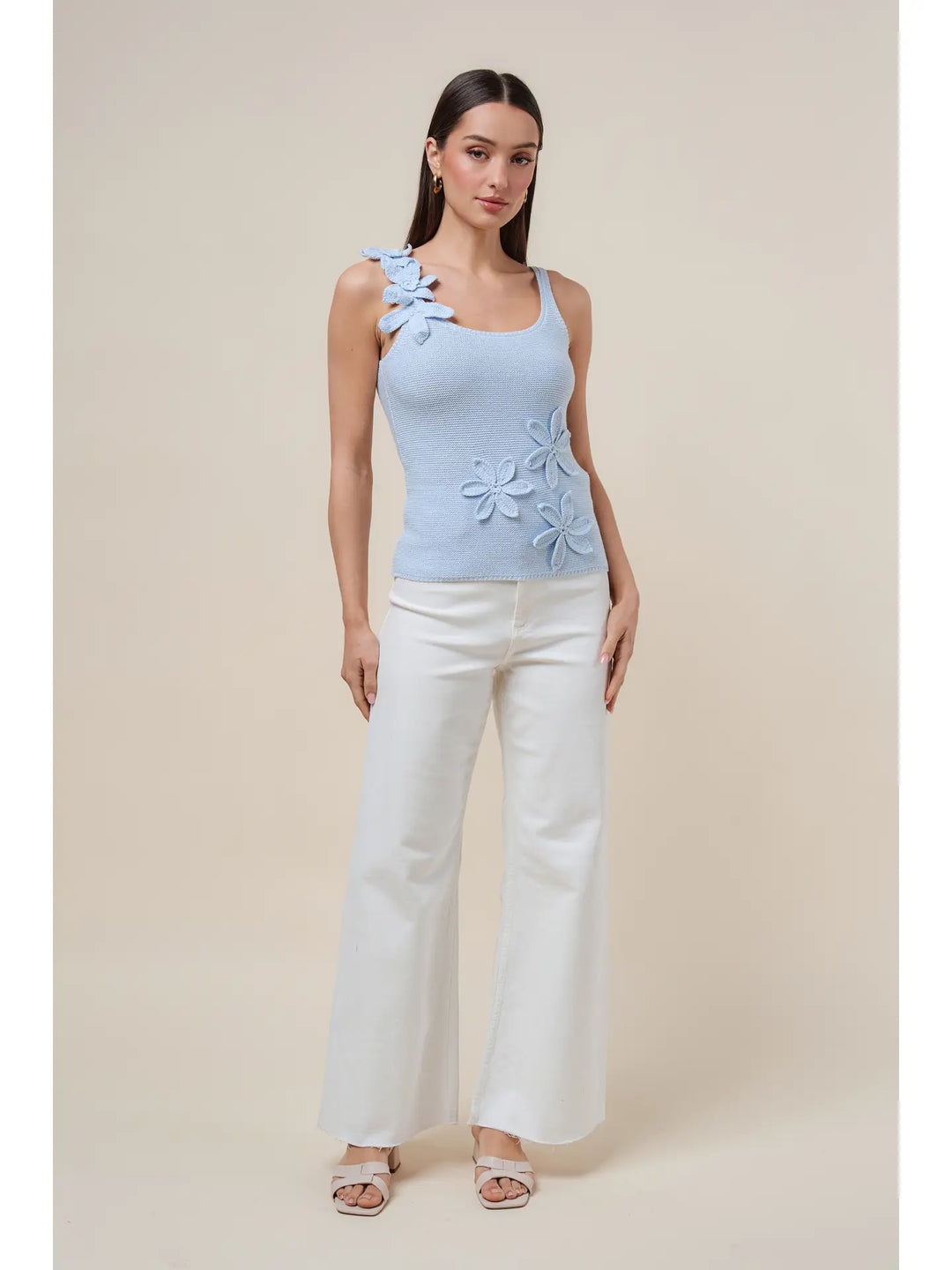 FLOWER TRIM SWEATER CAMI TOP