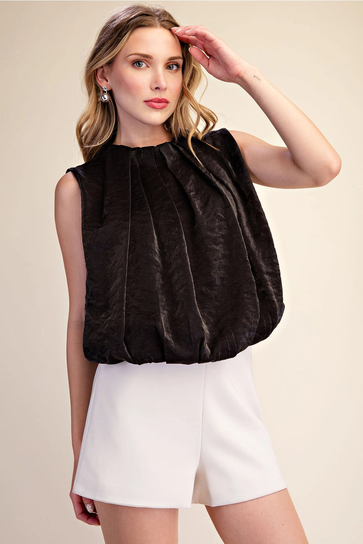 PLEATED BALLOON TOP WITH POCKETS