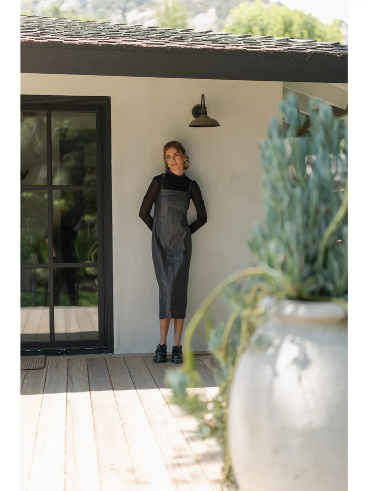 MINERAL WASH EFFECT PU DRESS