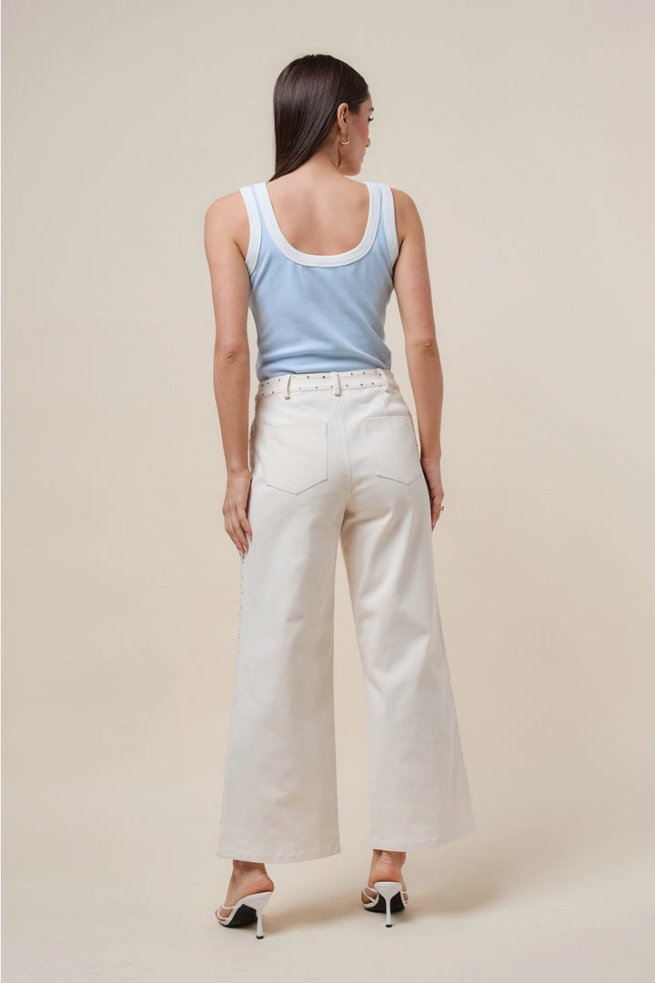 SIDE RHINESTONE DETAILED STRETCH PANTS