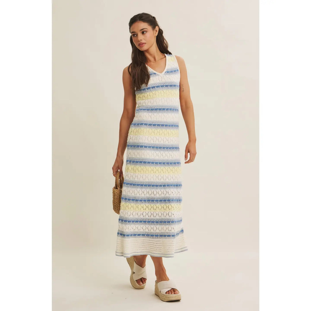 RETRO-INSPIRED CROCHET SWEATER MIDI DRESS
