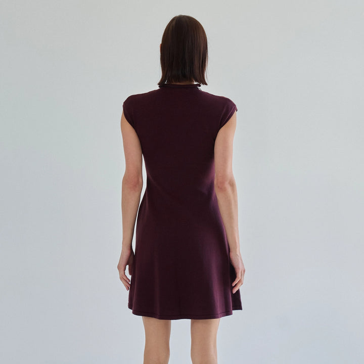 MOCK NECK FIT &amp; FLARE MINI SWEATER DRESS