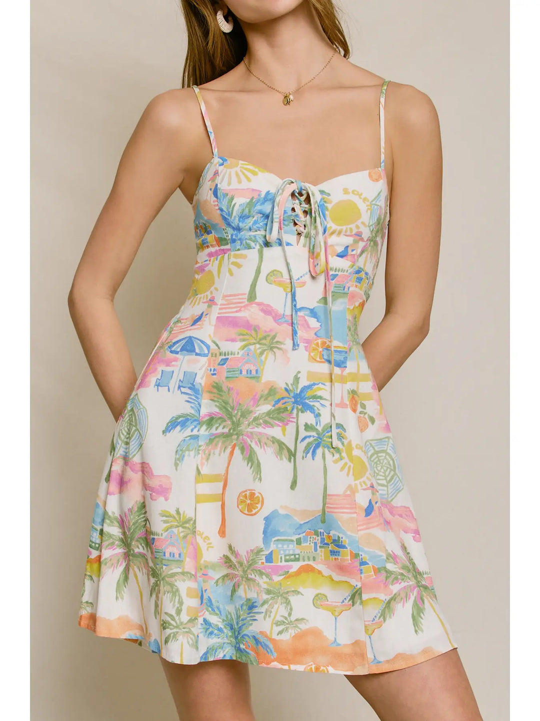 SUMMER SOMEWHERE CUTOUT DETAIL MINI DRESS
