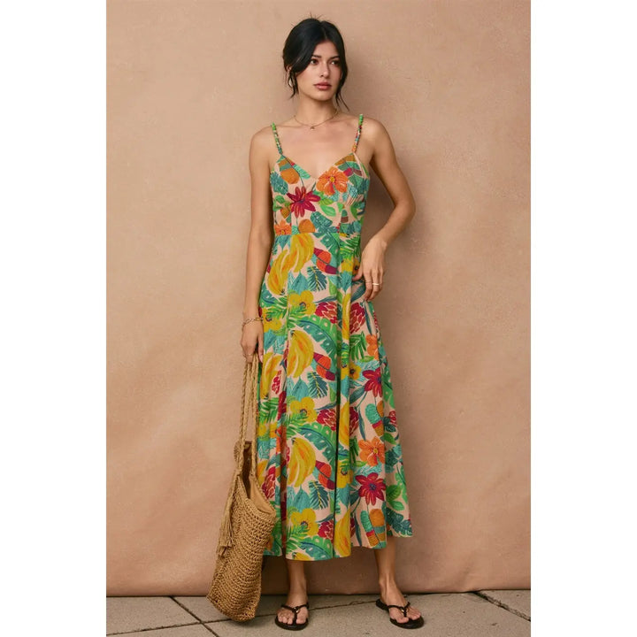 OCEAN ORCHARD BEAD DETAIL MIDI DRESS