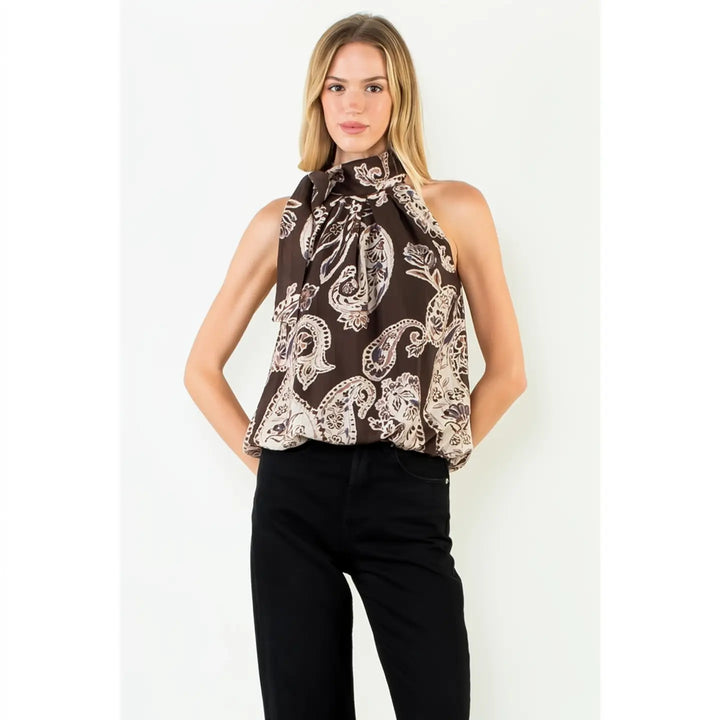 HALTER PAISLEY PRINT TOP
