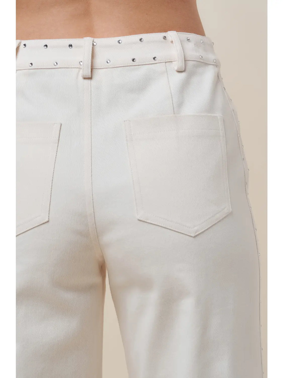 SIDE RHINESTONE DETAILED STRETCH PANTS