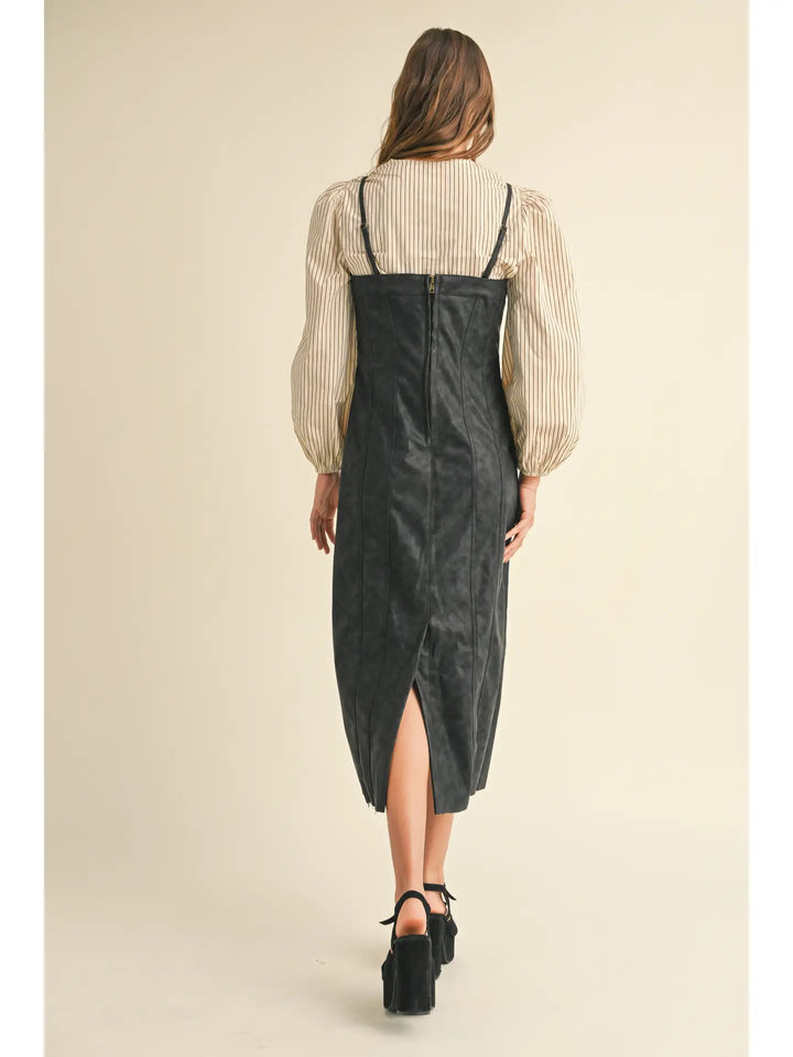 MINERAL WASH EFFECT PU DRESS