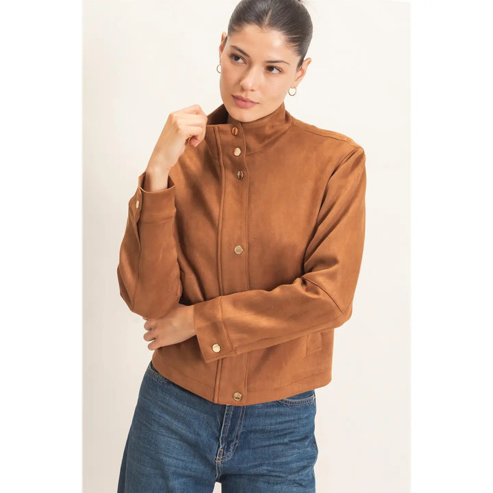 COLLAR SUEDE SNAP JACKET
