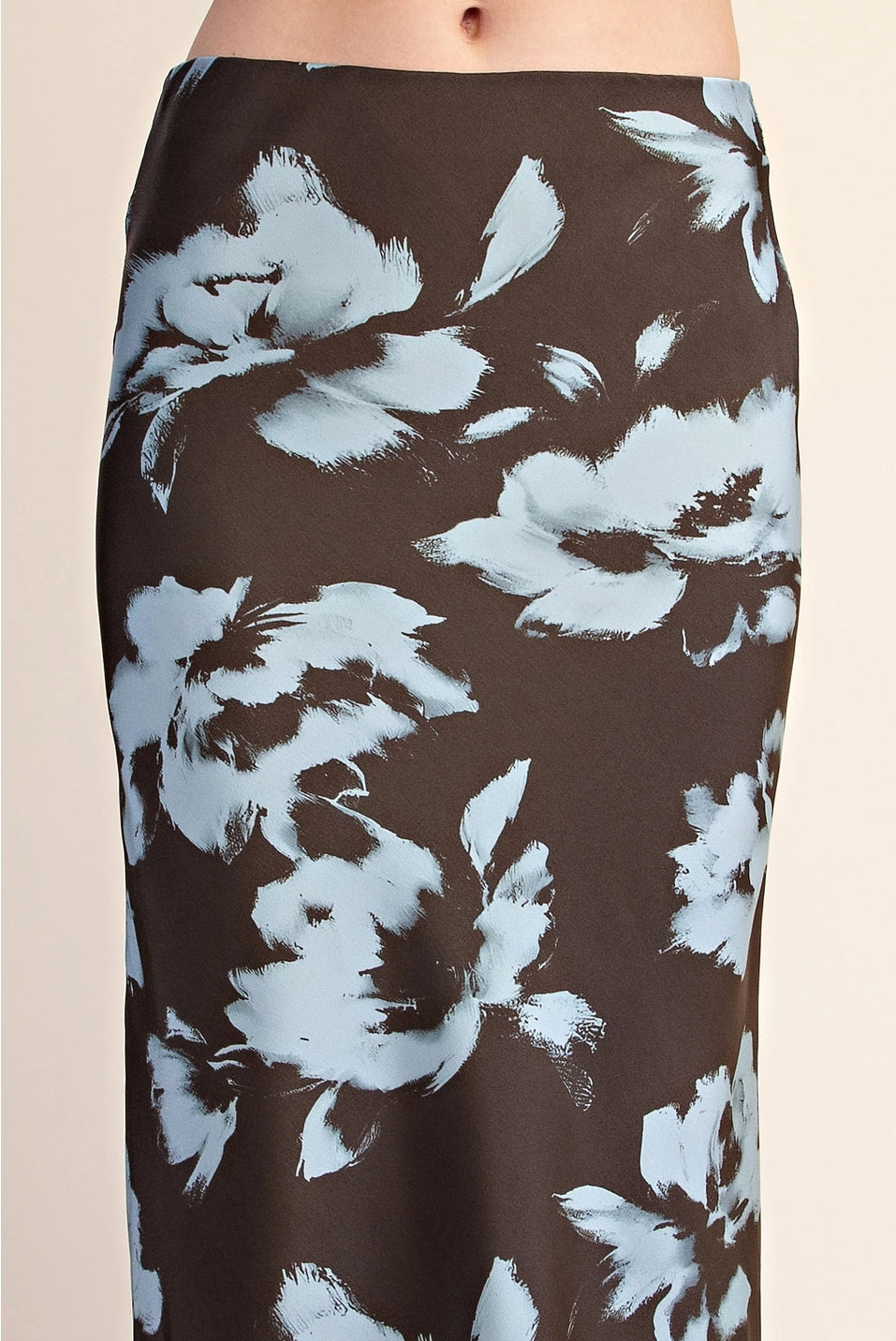 SATIN MIDI SKIRT WITH WAIST ELASTIC BAND