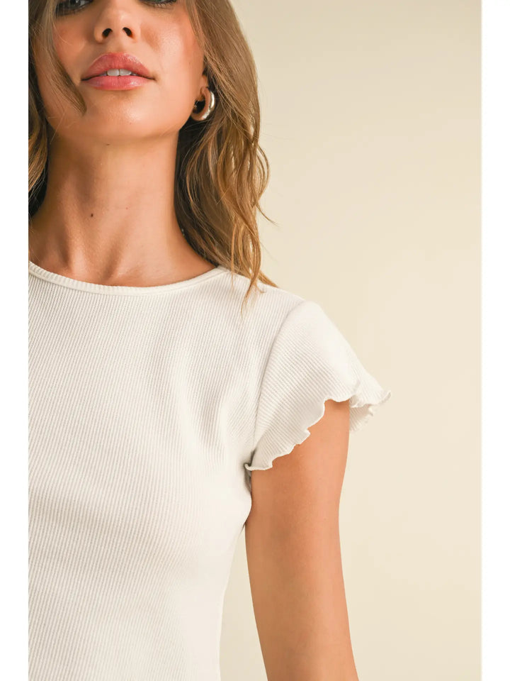 MINI WAFFLE FABRIC SHORT SLEEVE TOP