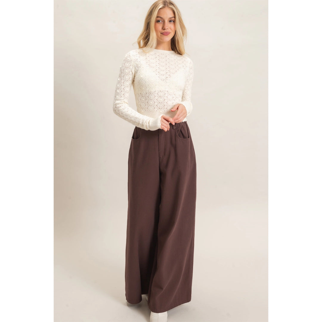 CROCHET SCALLOPED HEM SWEATER
