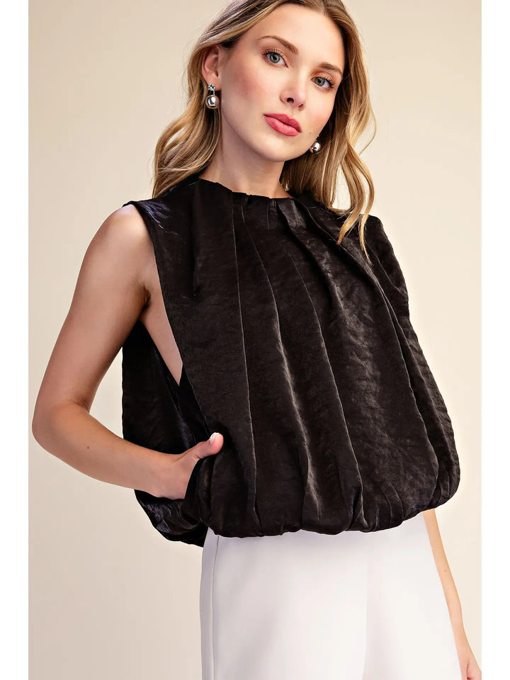 PLEATED BALLOON TOP WITH POCKETS