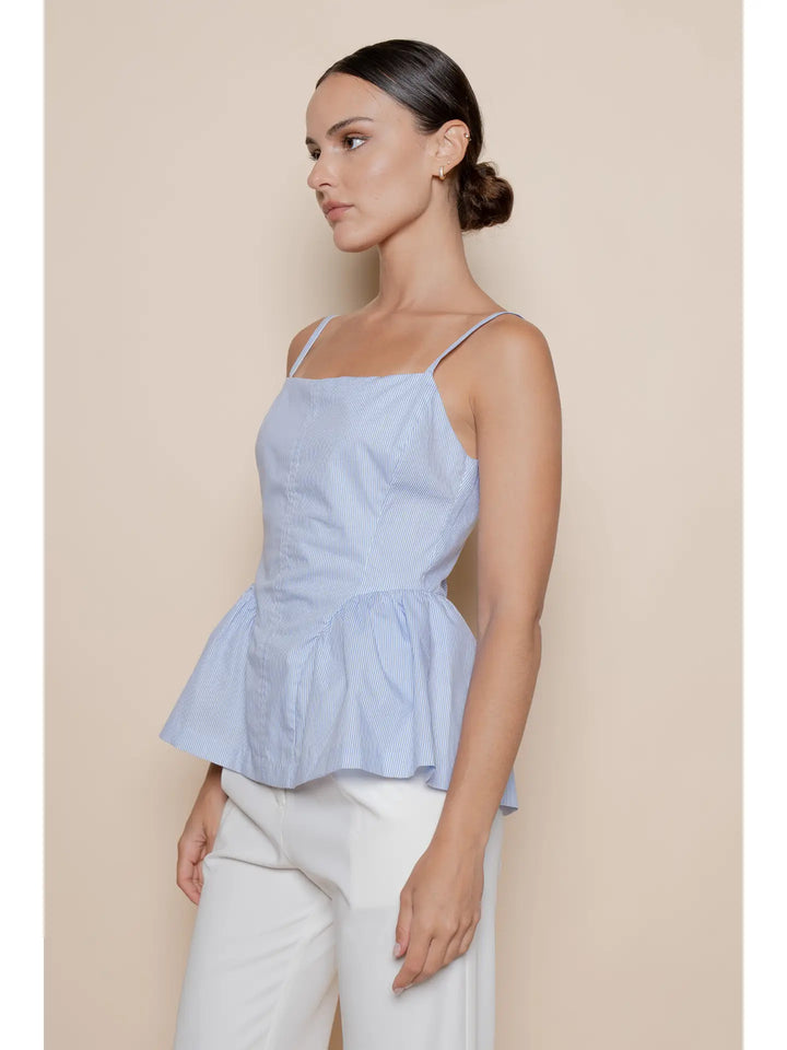 OPEN TIE BACK PEPLUM TANK TOP