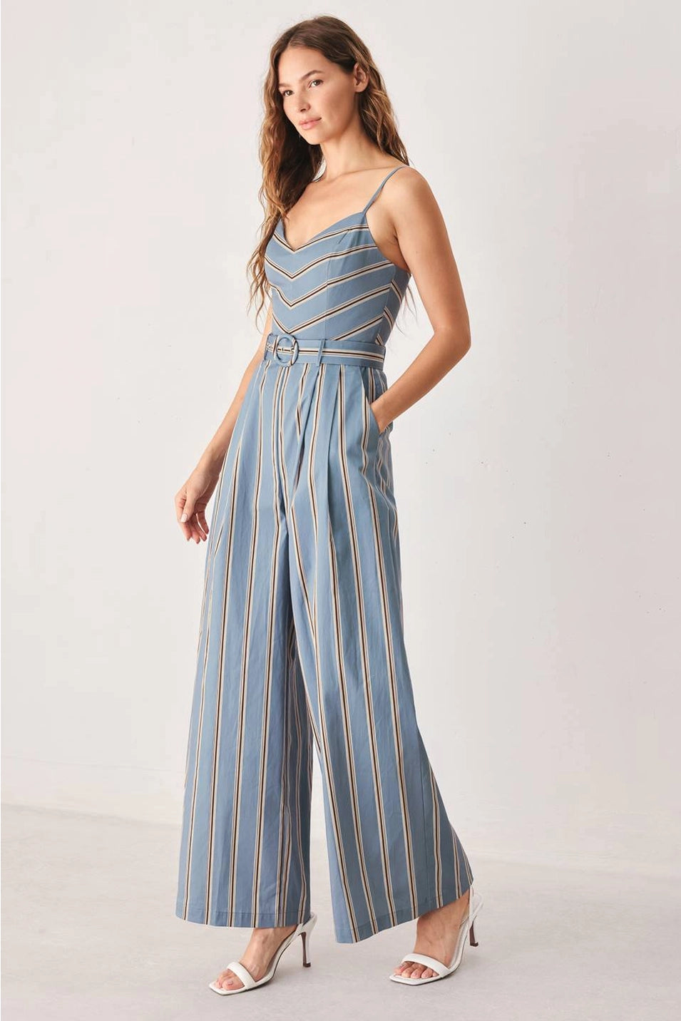 STRIPED WOVEN JUMPSUIT