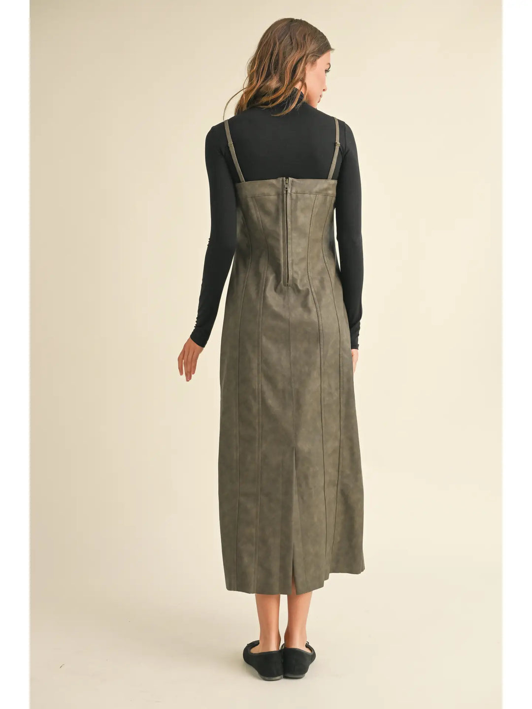 MINERAL WASH EFFECT PU DRESS