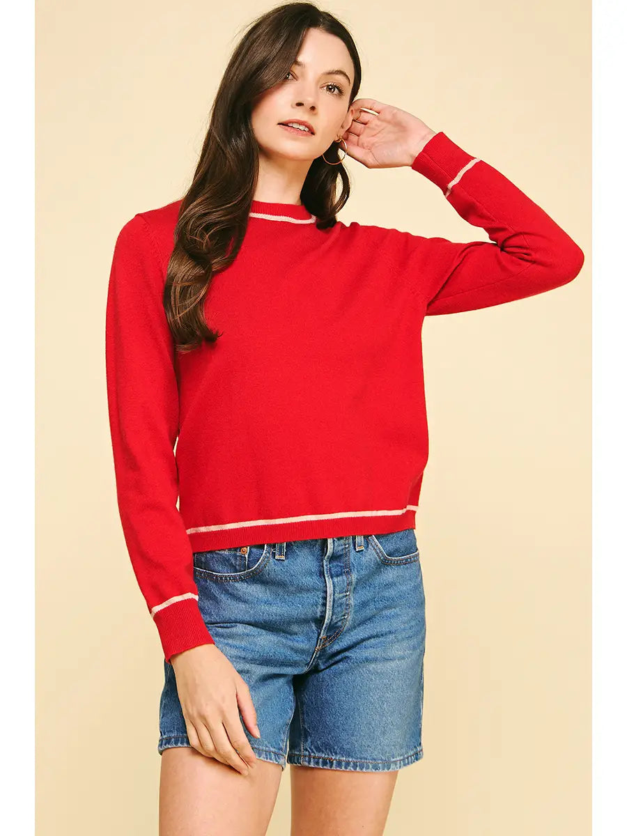 STRIPED DETAIL KNIT SWEATER