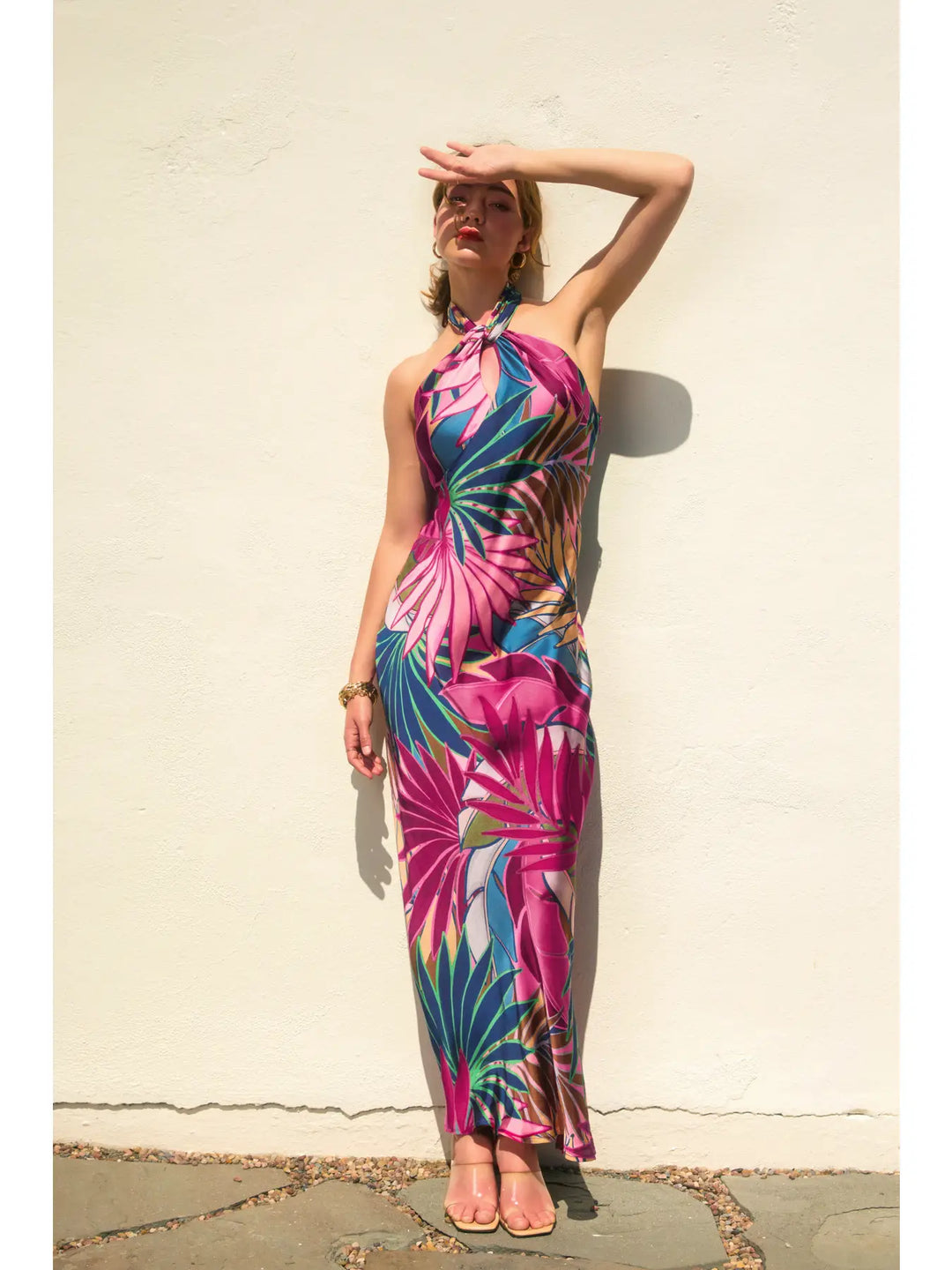 FINESSE HALTER NECK OPEN BACK MAXI DRESS