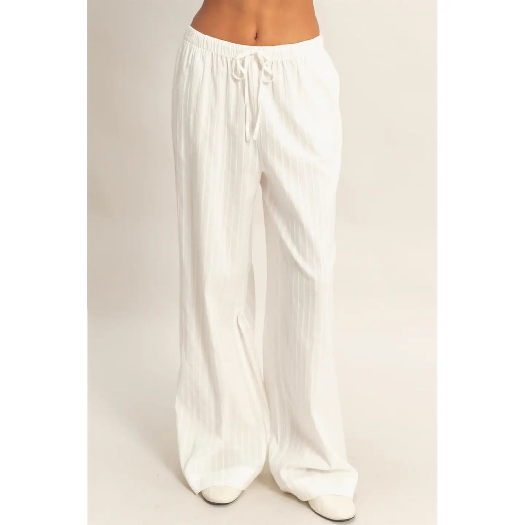 PINSTRIPED JACQUARD DRAWSTRING PANTS
