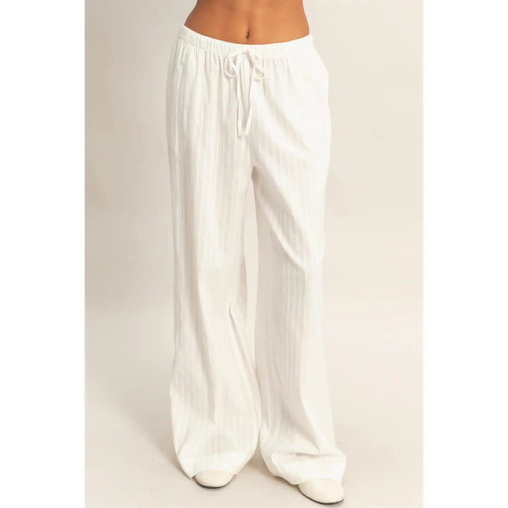 PINSTRIPED JACQUARD DRAWSTRING PANTS