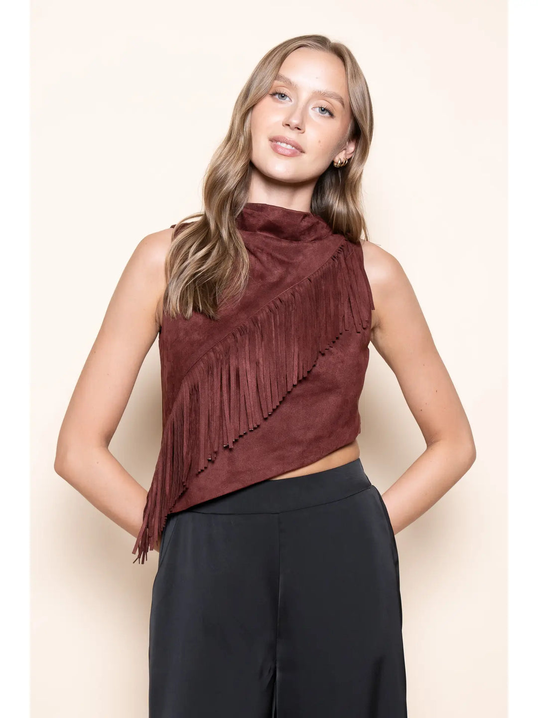 DIAGONAL FRINGE TANK TOP