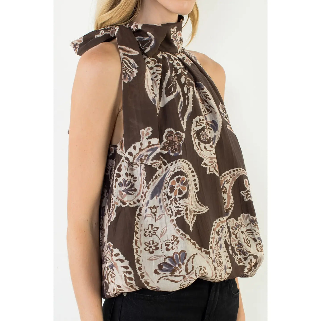 HALTER PAISLEY PRINT TOP