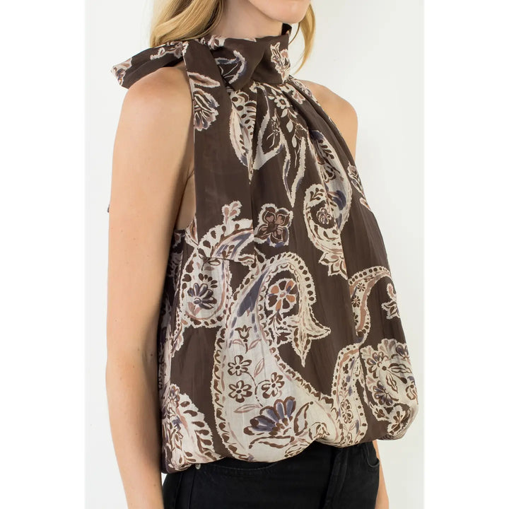 HALTER PAISLEY PRINT TOP