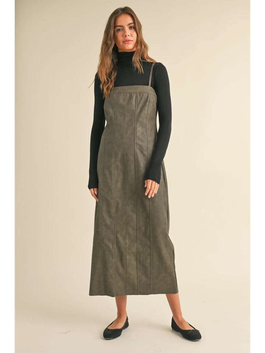 MINERAL WASH EFFECT PU DRESS